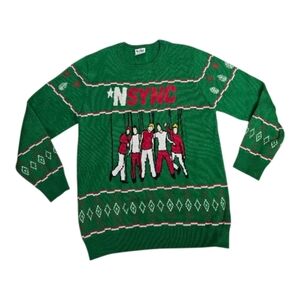 NSYNC green holiday No Strings Attached Christmas sweater SUPER RARE M